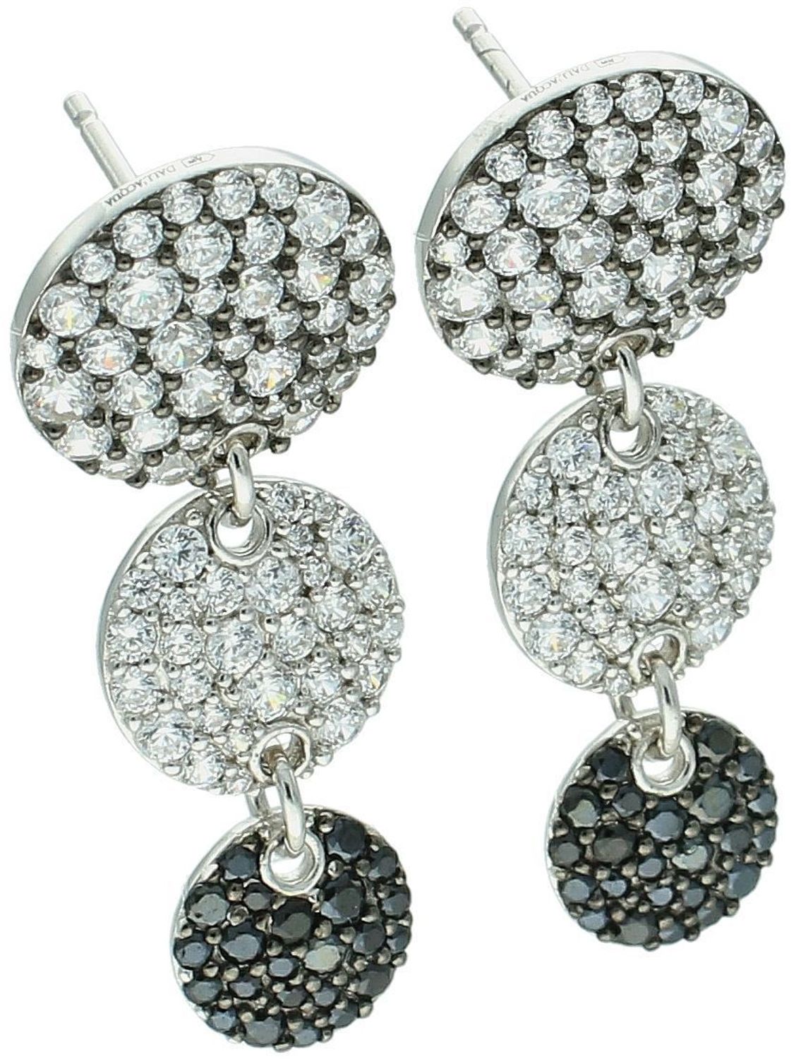 Odkryj kolczyki damskie wiszące ze srebra próby 925 z trzema cyrkoniowymi elementami. Model KBY1160125 – elegancja, blask i jakość w jednym. Idealne na prezent lub wyjątkowe okazje.1.jpg