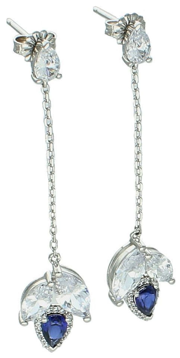 Kolczyki srebrne 925 wiszące z białą i granatową cyrkonią KBY204102 Ag.jpg