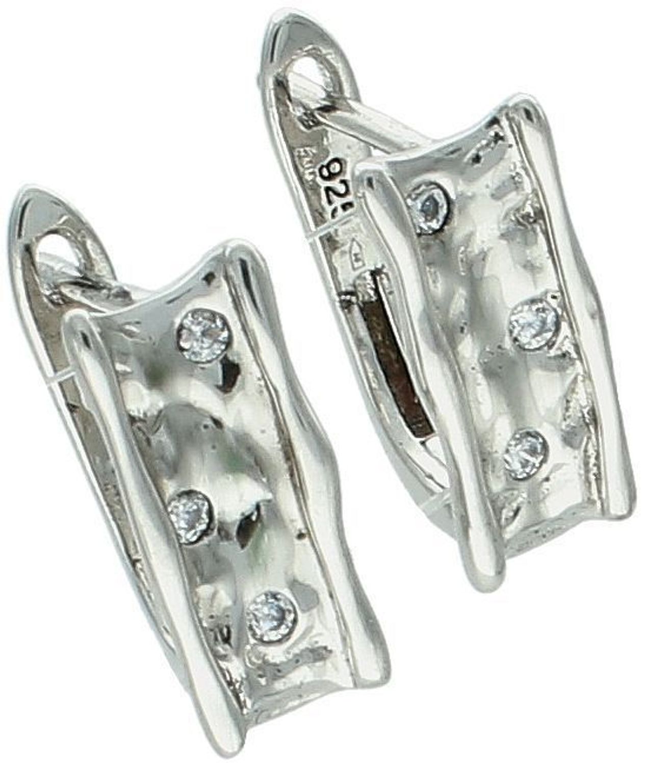 Kolczyki damskie srebrne prostokątne z cyrkoniami próba 925, KVI114030.jpg