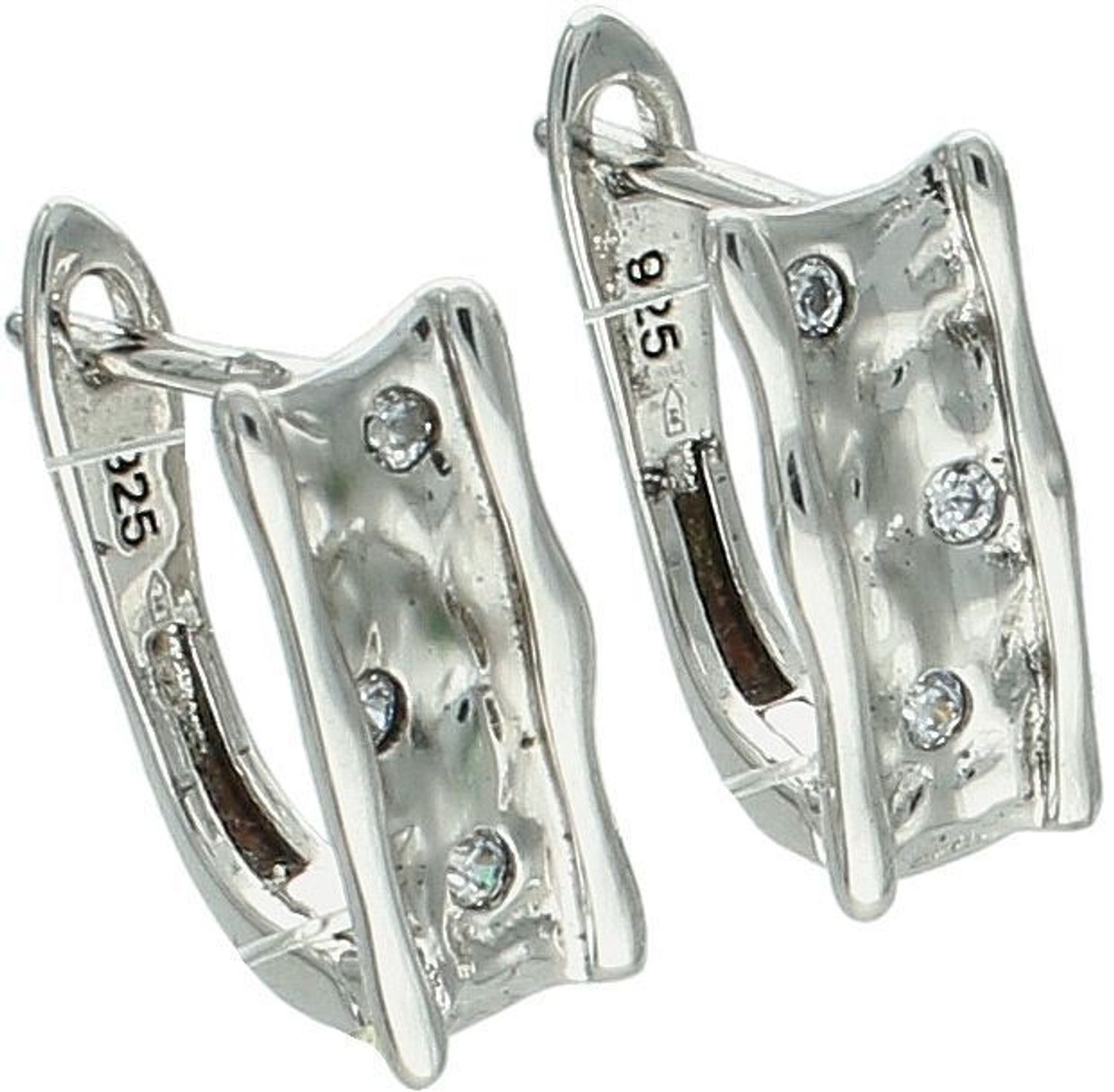 Kolczyki damskie srebrne prostokątne z cyrkoniami próba 925, KVI114030.jpg