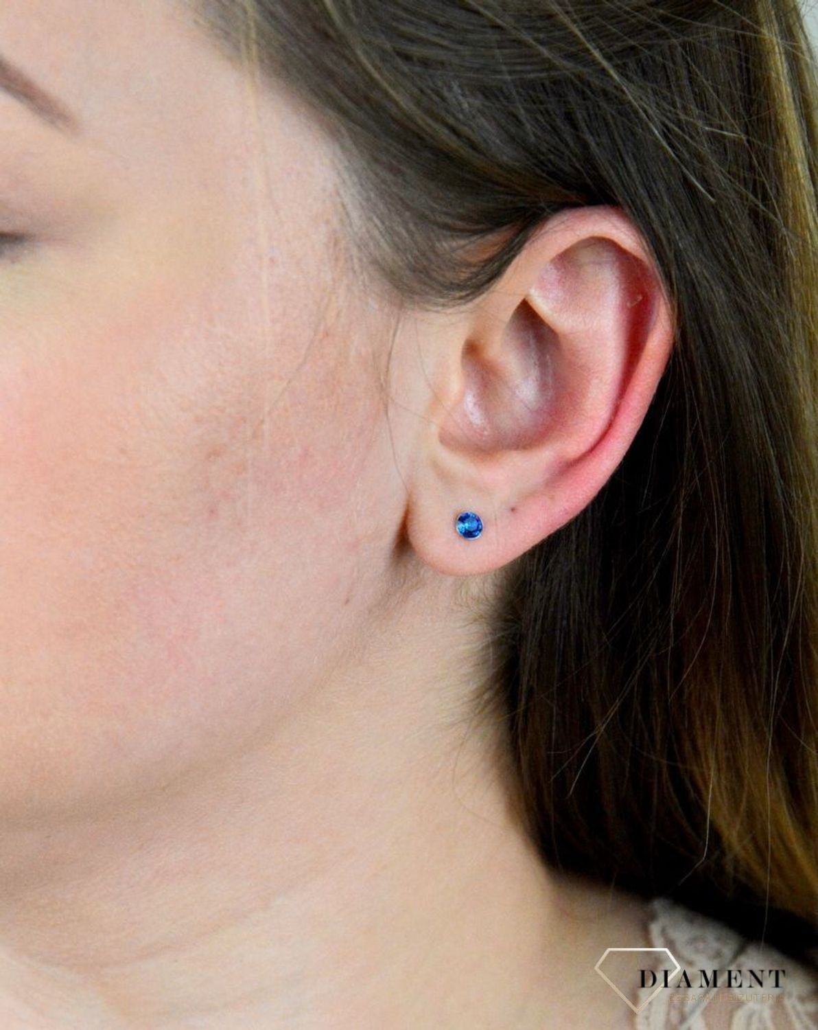 Srebrne kolczyki  Granatowe Kryształki  Swarovski Crystals 925 K1088PP31CB.jpg