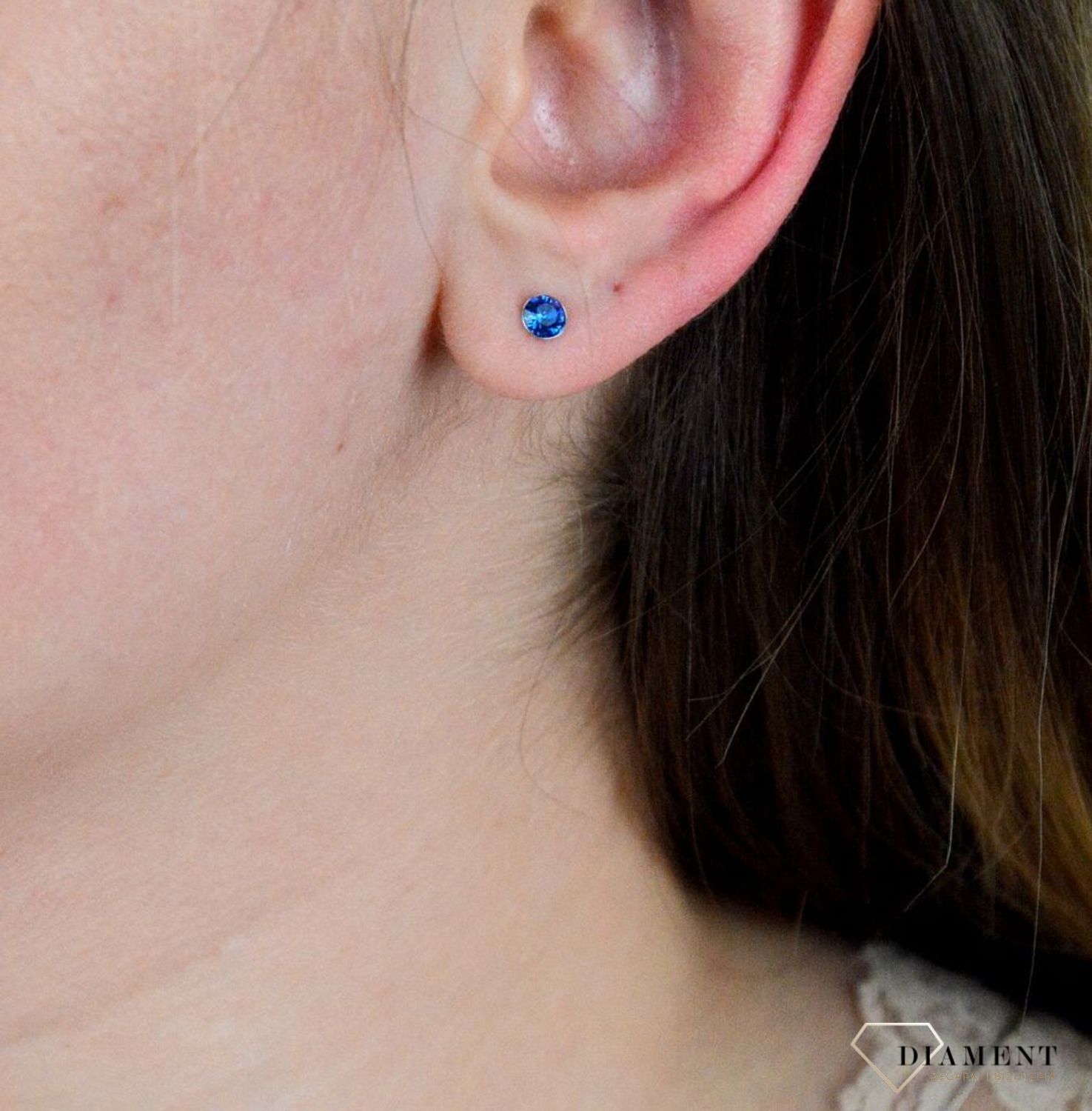 Srebrne kolczyki  Granatowe Kryształki  Swarovski Crystals 925 K1088PP31CB.jpg