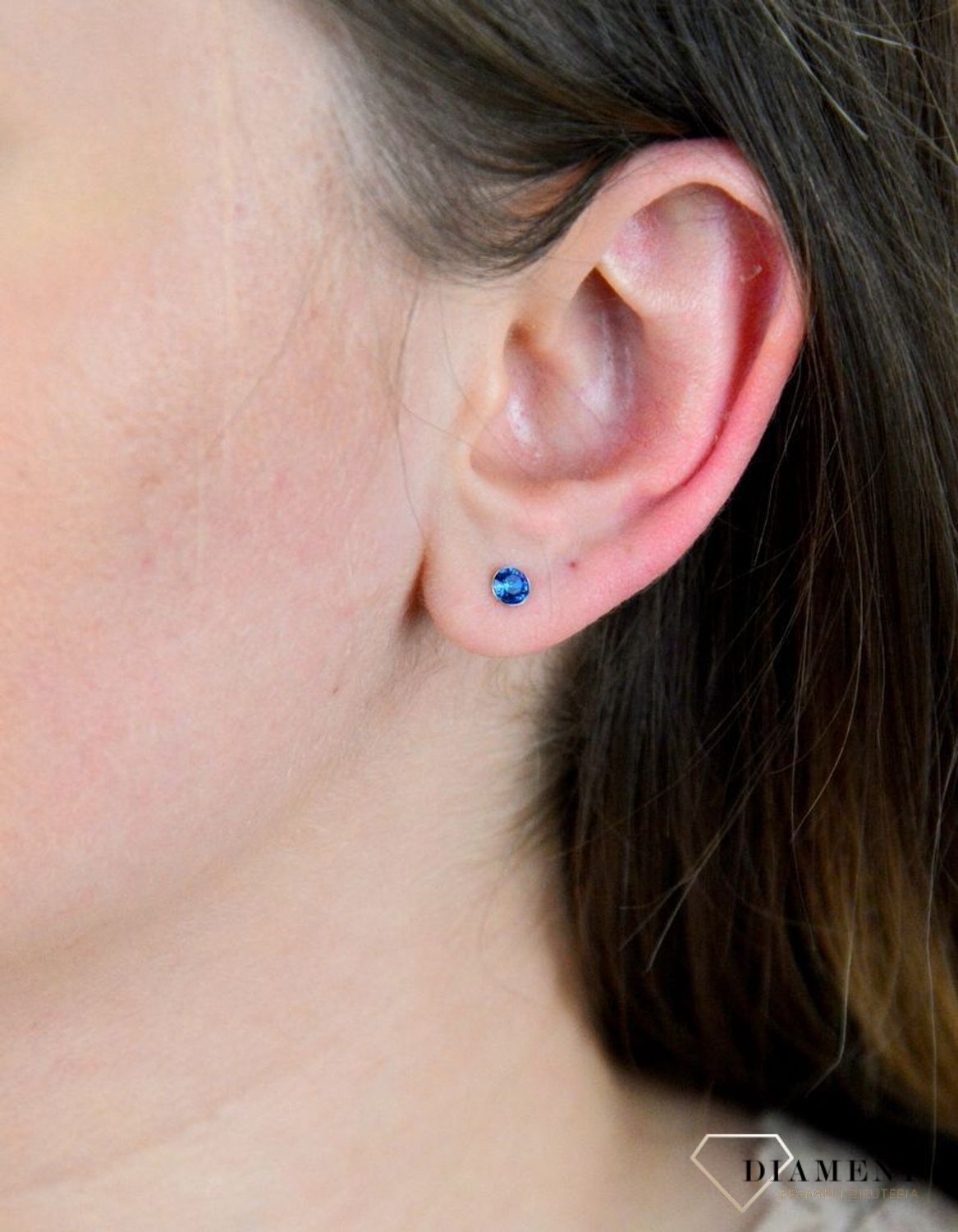 Srebrne kolczyki  Granatowe Kryształki  Swarovski Crystals 925 K1088PP31CB.jpg