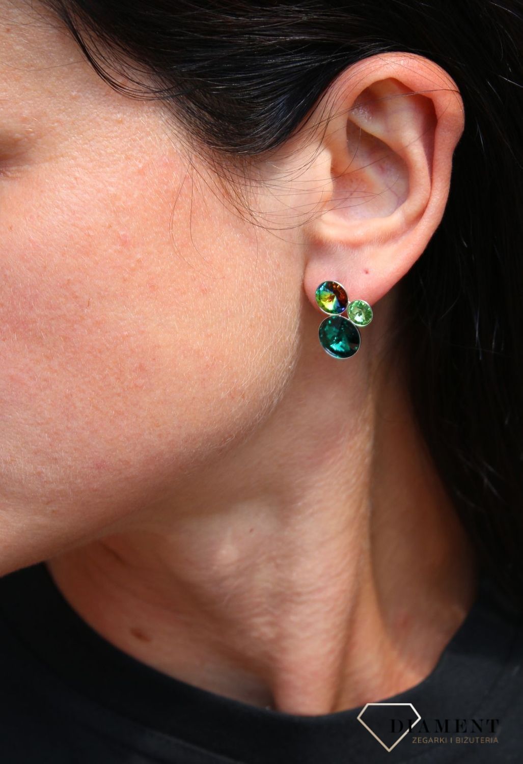 Kolczyki Spark z kryształami Swarovski w kolorach Emerald, Vitrail Medium.jpg