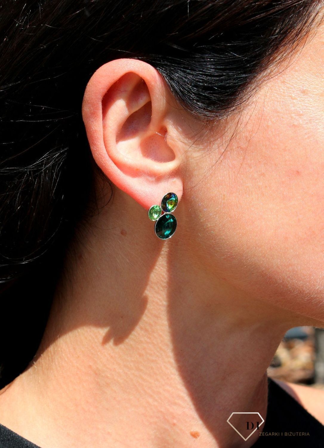Kolczyki Spark z kryształami Swarovski w kolorach Emerald, Vitrail Medium.jpg