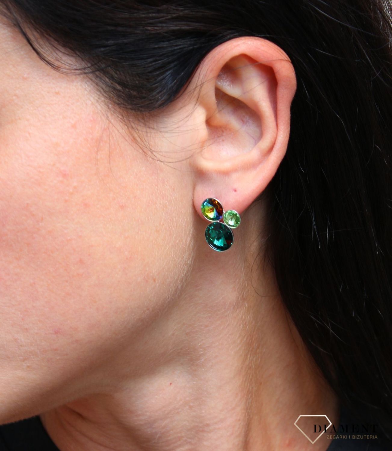 Kolczyki Spark z kryształami Swarovski w kolorach Emerald, Vitrail Medium.jpg