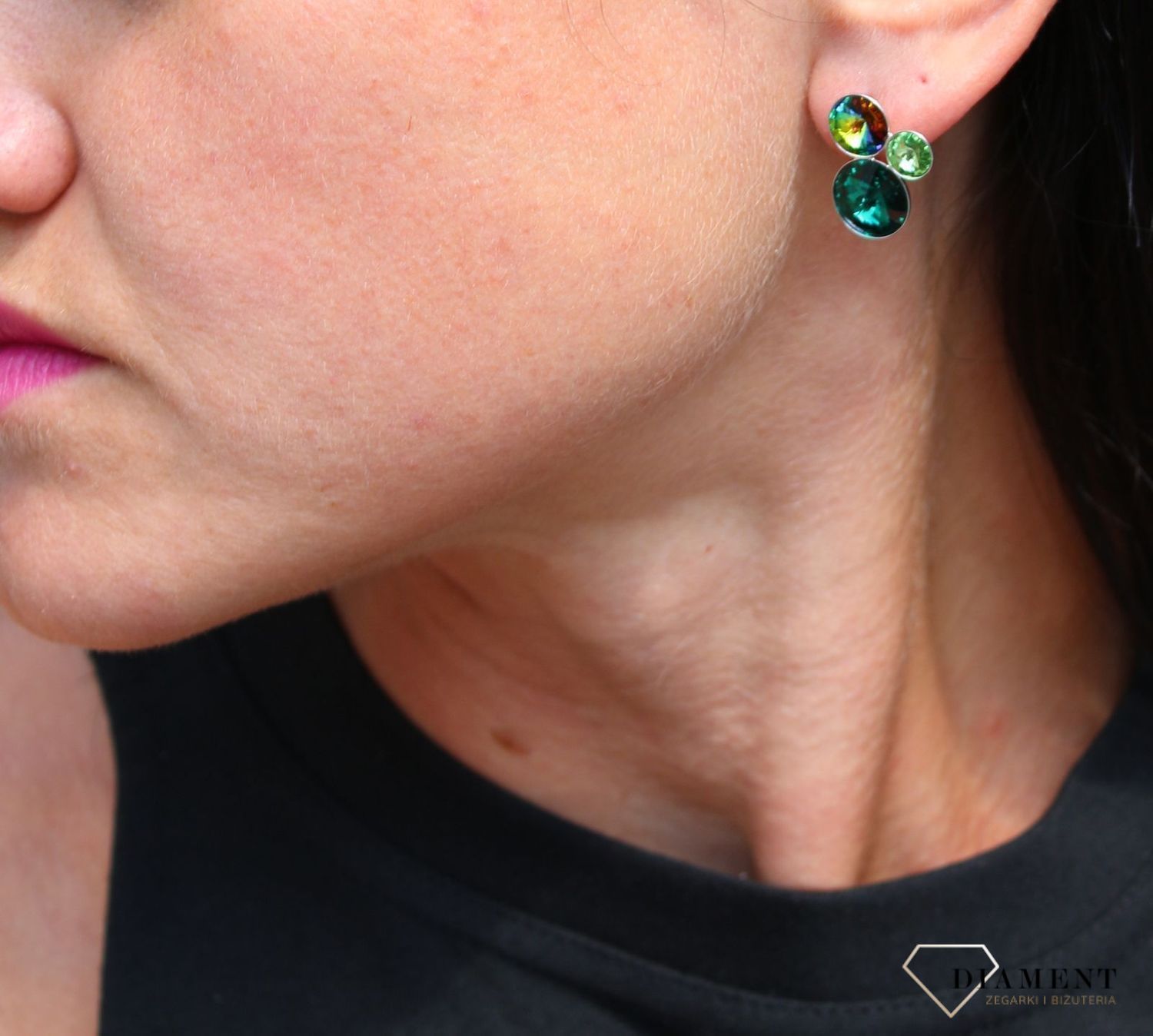 Kolczyki Spark z kryształami Swarovski w kolorach Emerald, Vitrail Medium.jpg