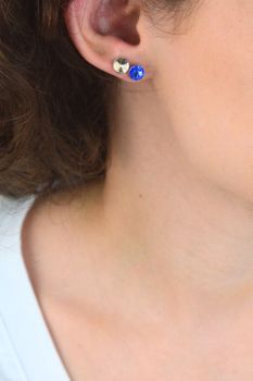 Srebrne Kolczyki na sztyft 925 z Kryształami Swarovski w Kolorze Niebieskim. Elegancka Biżuteriaf (2).jpg