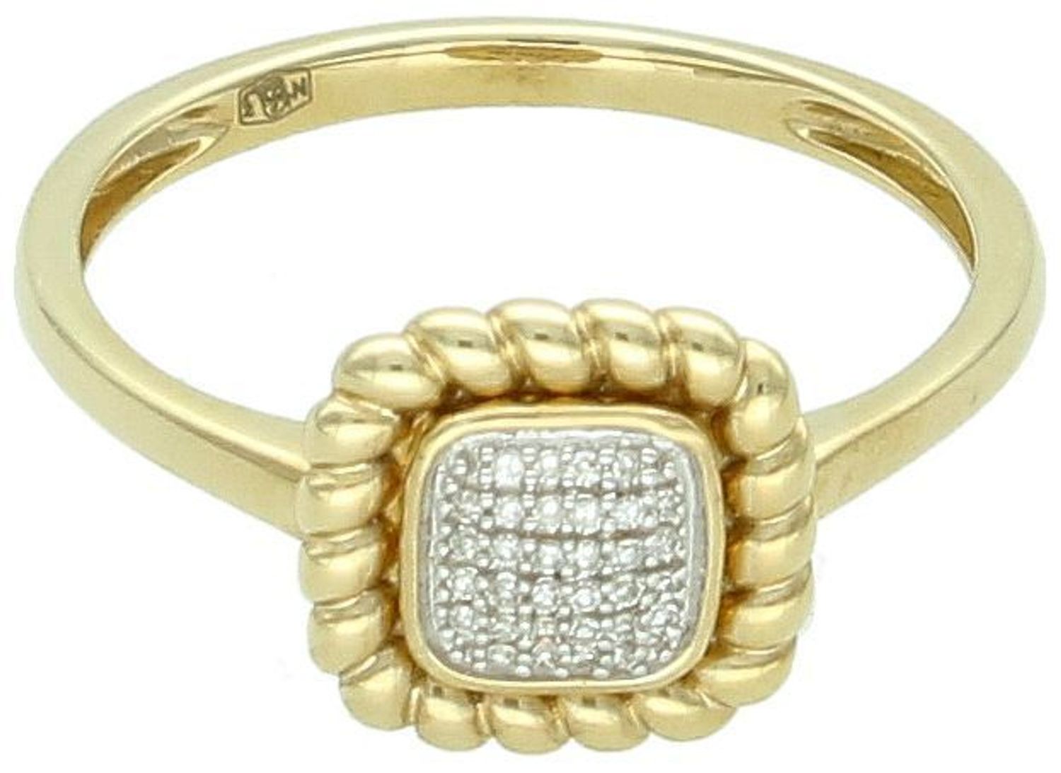 Złoty pierścionek z brylantami - Kwadratowa forma z kuleczkami  Rozmiar 13  K128.jpg