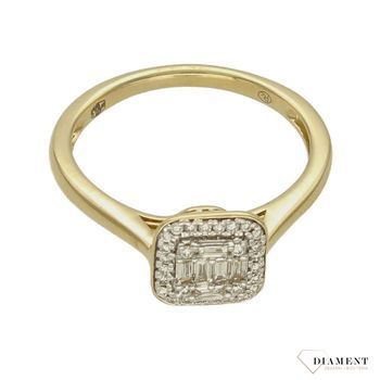 Pierścionek w kwadracie z Diamentami 585 DIAMENT K169  Biżuteria z kamieniami szlachetnymi, które swoim blaskiem zachwycą każdą kobietę. Biżuteria wyrażająca więcej niż słowa wykonana z 14 karatowego złota..jpg