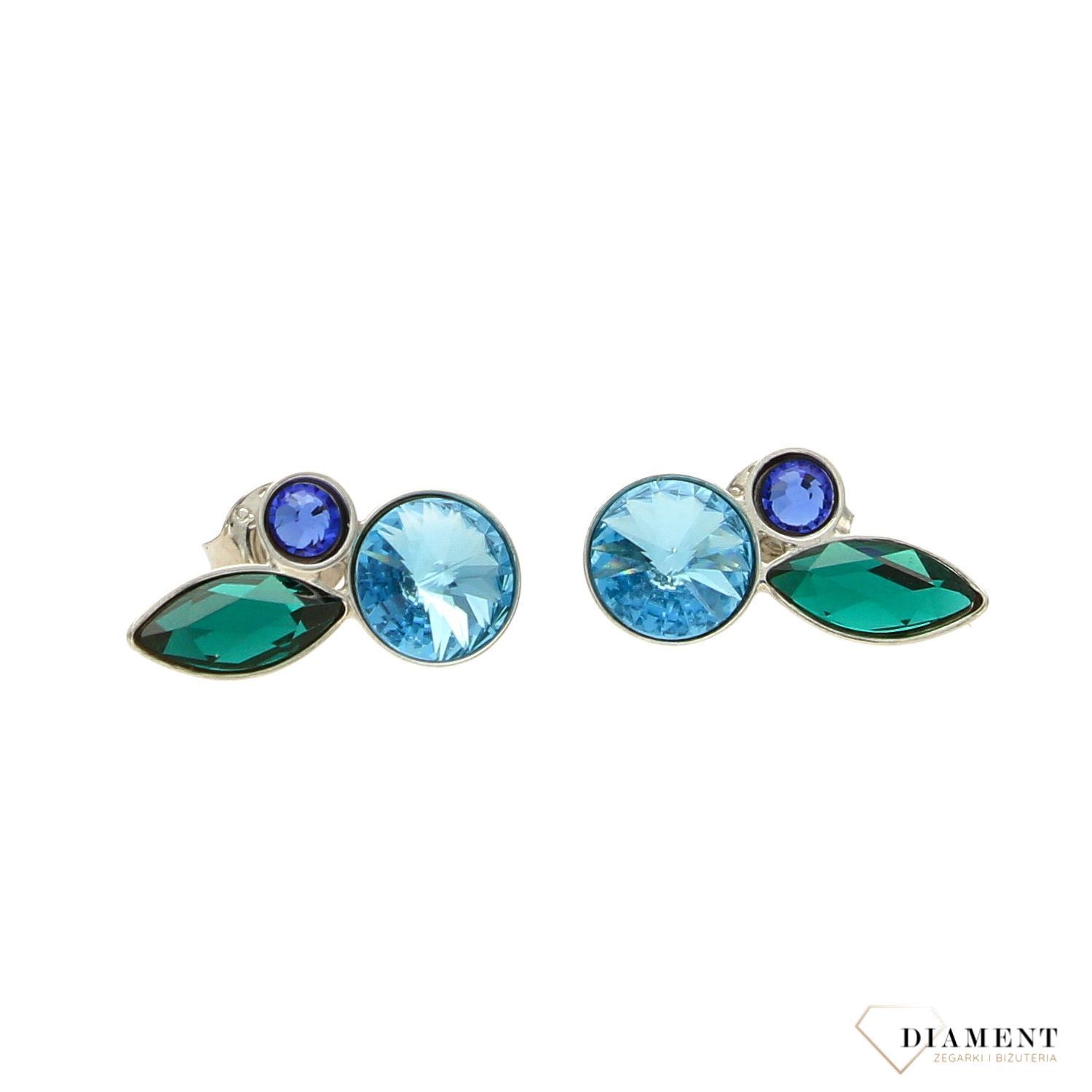 Kolczyki srebrne Swarovski 'Zielony błysk' K2201MIX1EMAQ.jpg