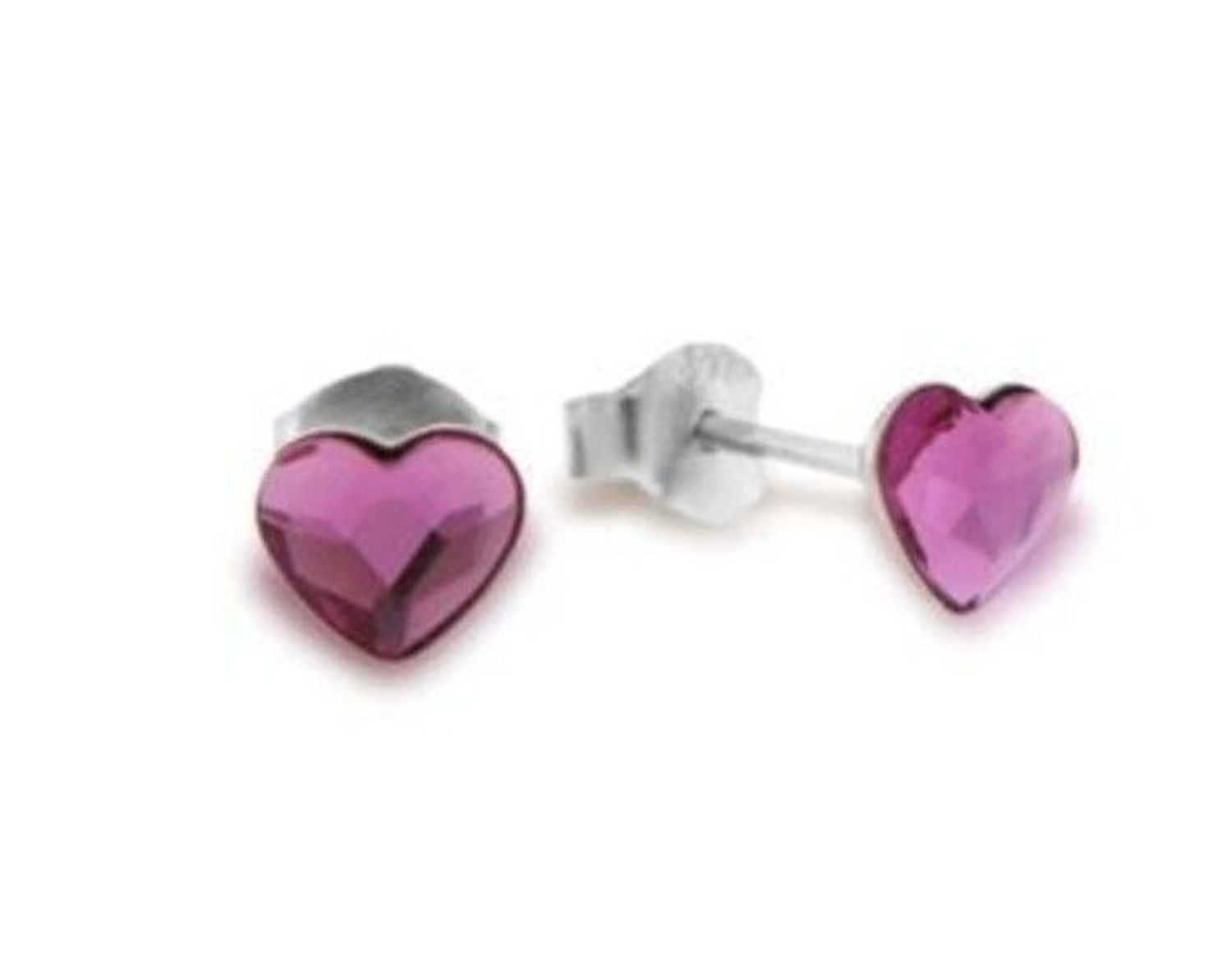 Kolczyki srebrne 925 z kryształami Swarovski Fuchsia – Serduszka.jpg