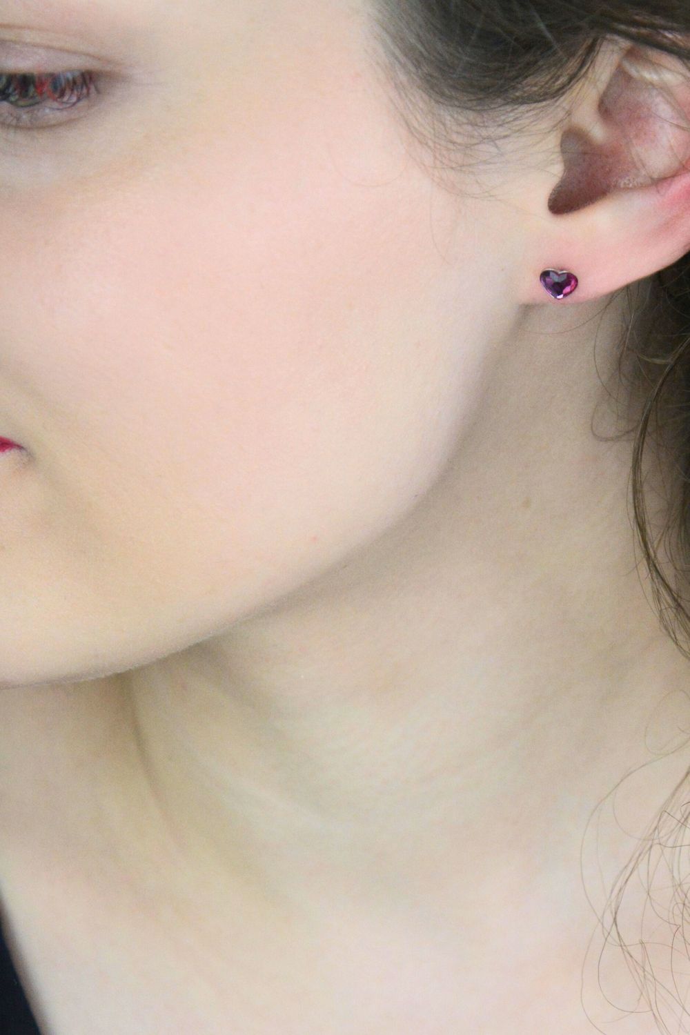 Kolczyki srebrne 925 z kryształami Swarovski Fuchsia – Serduszka.jpg