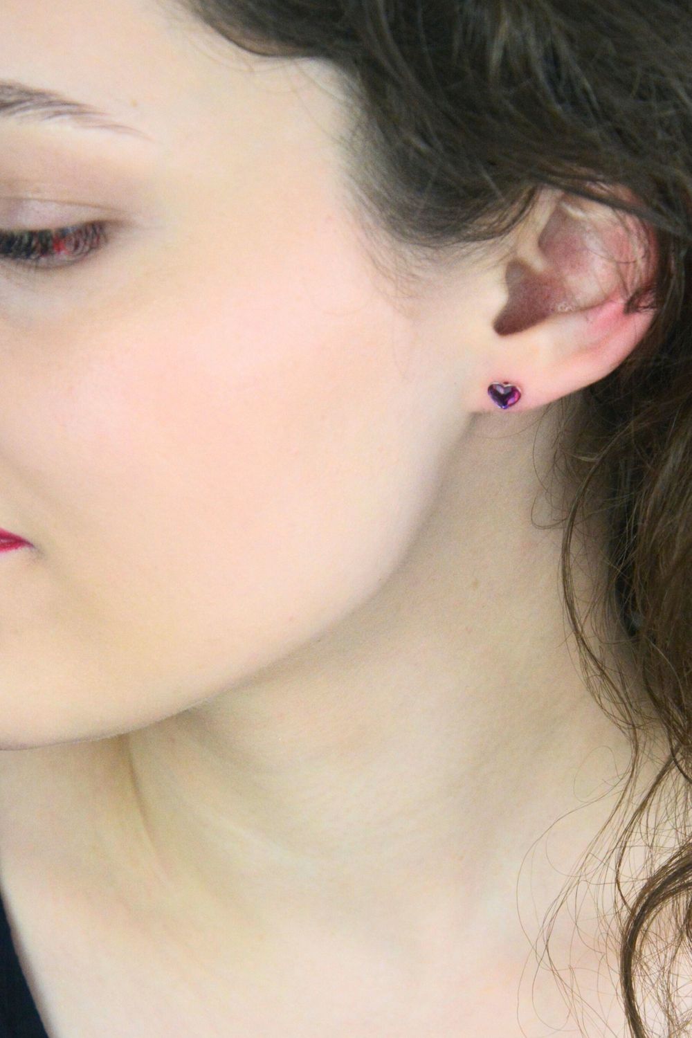 Kolczyki srebrne 925 z kryształami Swarovski Fuchsia – Serduszka.jpg