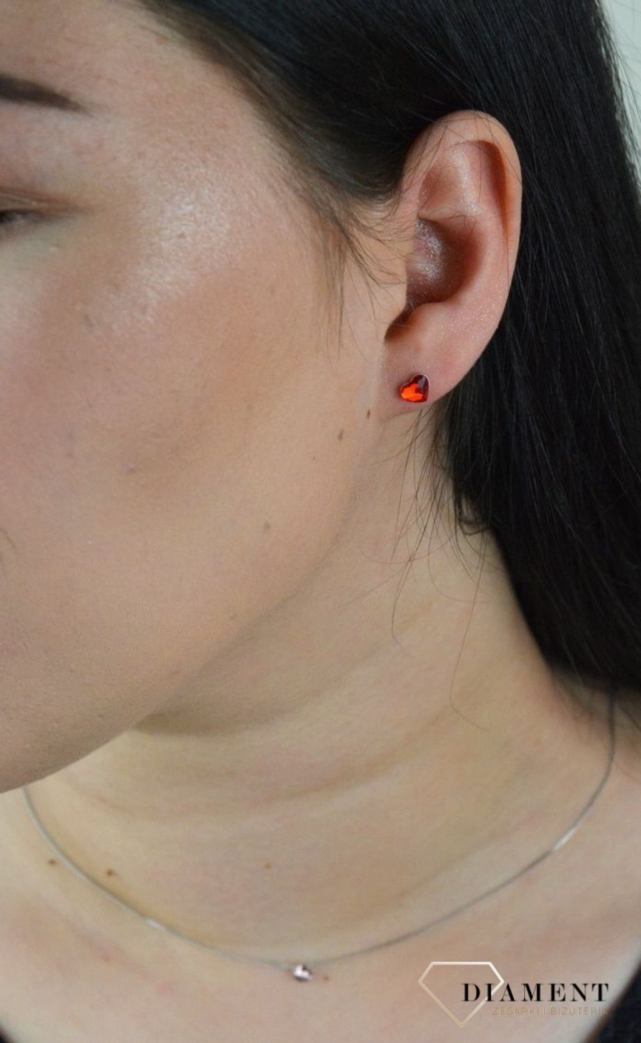 Kolczyki srebrne Spark Swarovski Light Siam serca K2808LSI.jpg