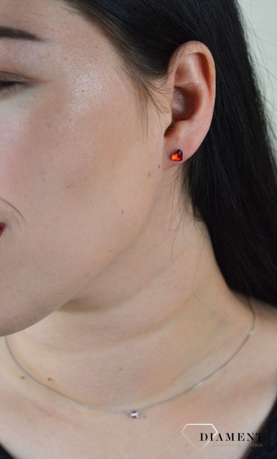 Kolczyki srebrne Spark Swarovski Light Siam serca K2808LSI.jpg