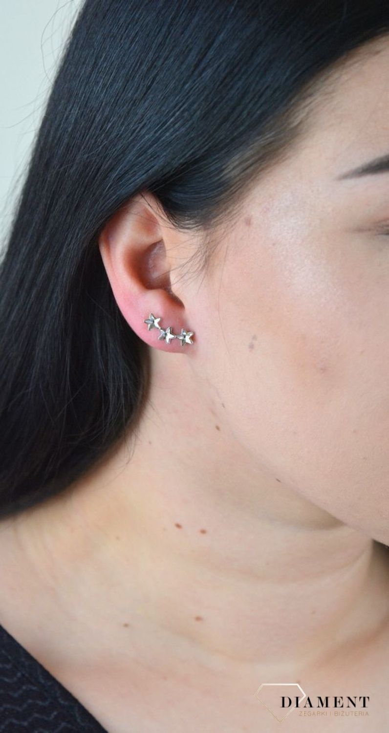 Kolczyki srebrne nausznice Kryształki Swarovski 'Trzy gwiazdki' K281653C.jpg