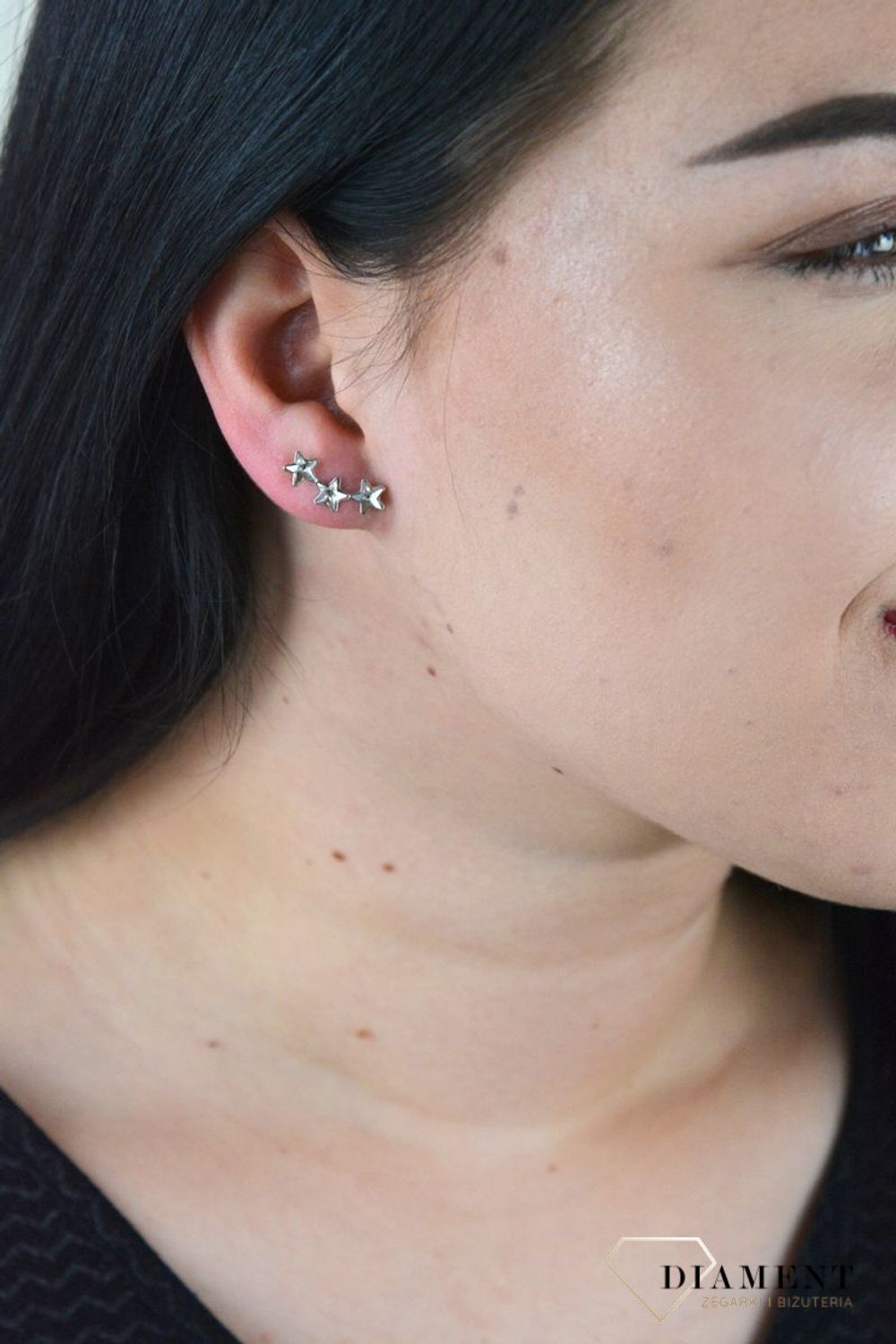 Kolczyki srebrne nausznice Kryształki Swarovski 'Trzy gwiazdki' K281653C.jpg