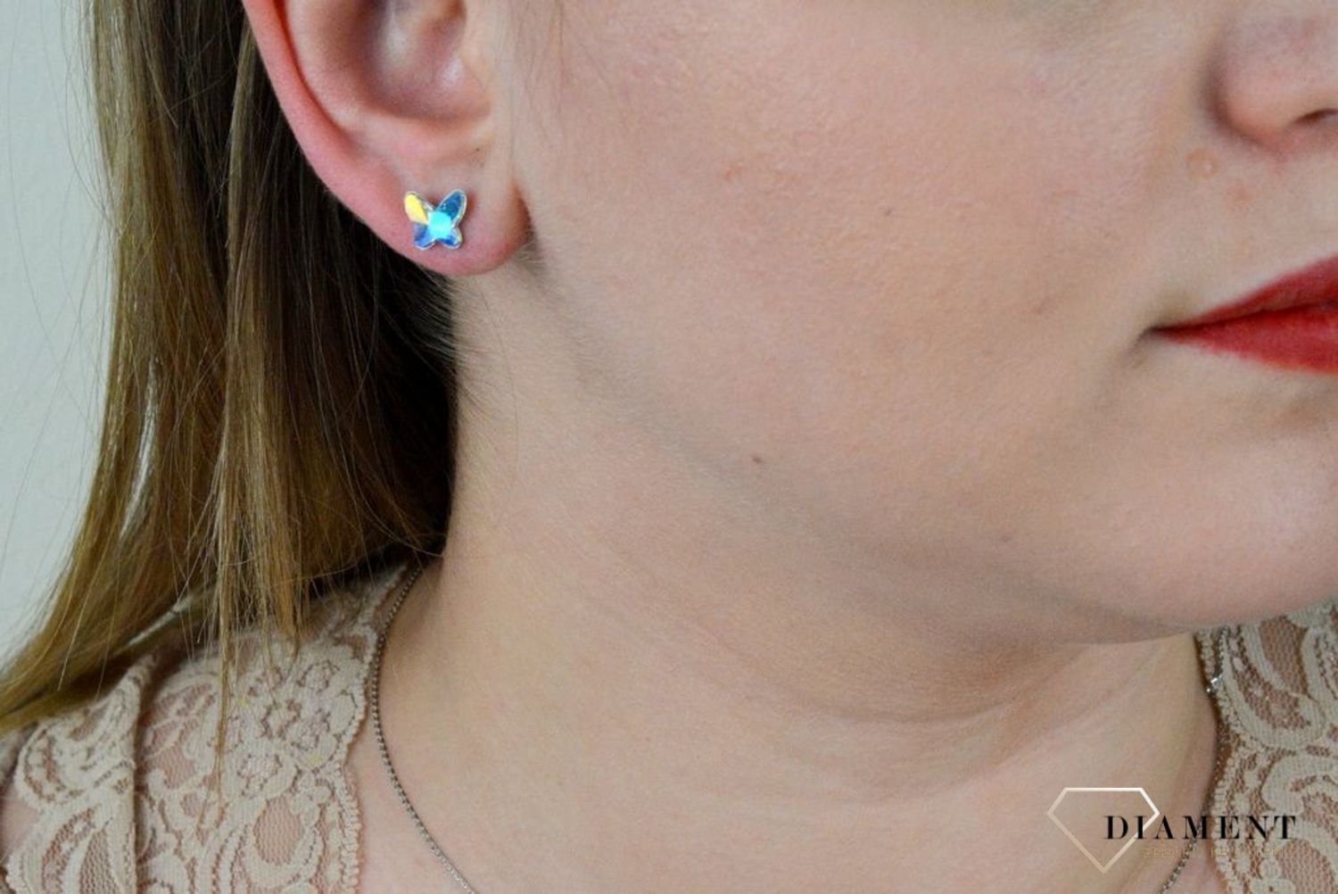 Srebrne kolczyki  Opalizujące Motylki  Swarovski Crystals 925 K28548AB.jpg
