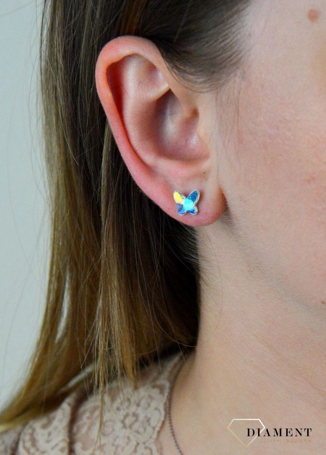 Srebrne kolczyki  Opalizujące Motylki  Swarovski Crystals 925 K28548AB.jpg