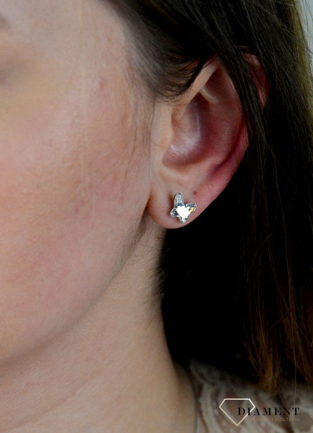 Srebrne kolczyki  Duże, kryształowe motylki  Swarowski Crystals 925 K28548C.jpg