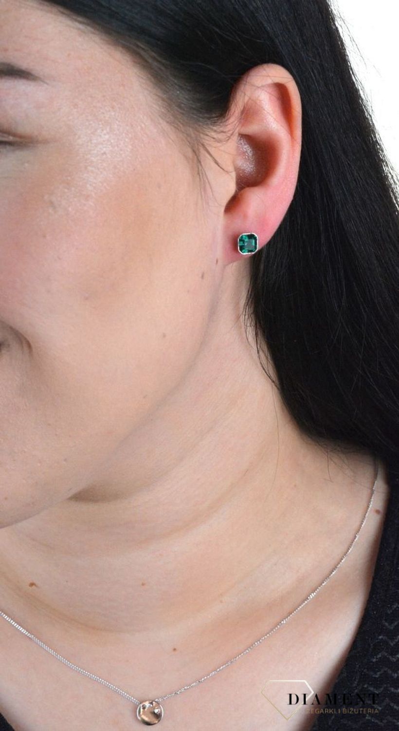 Srebrne kolczyki Spark Swarovski Emerald K44806EM.jpg