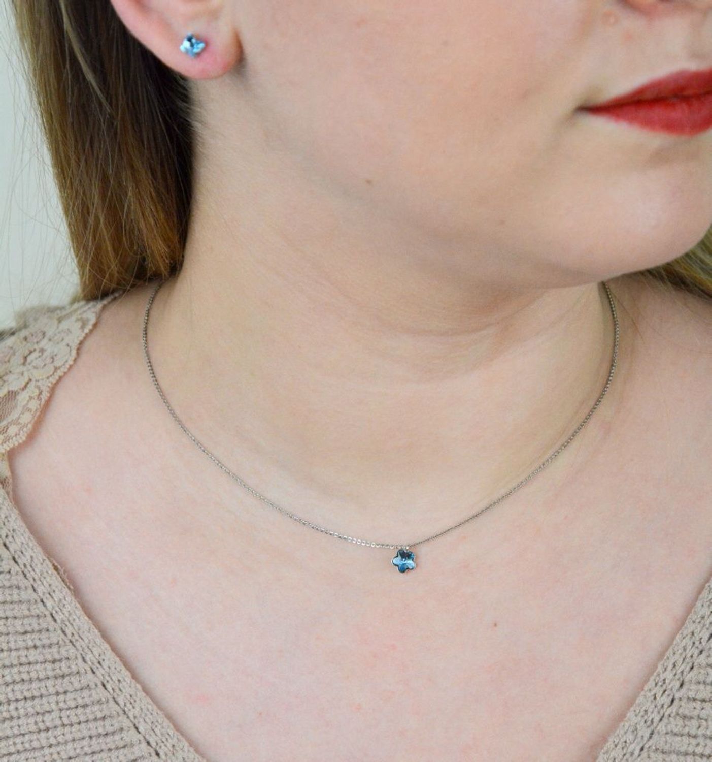 Srebrne kolczyki  Błękitne Motylki  Swarovski Crystals 925 K47485AQ.jpg