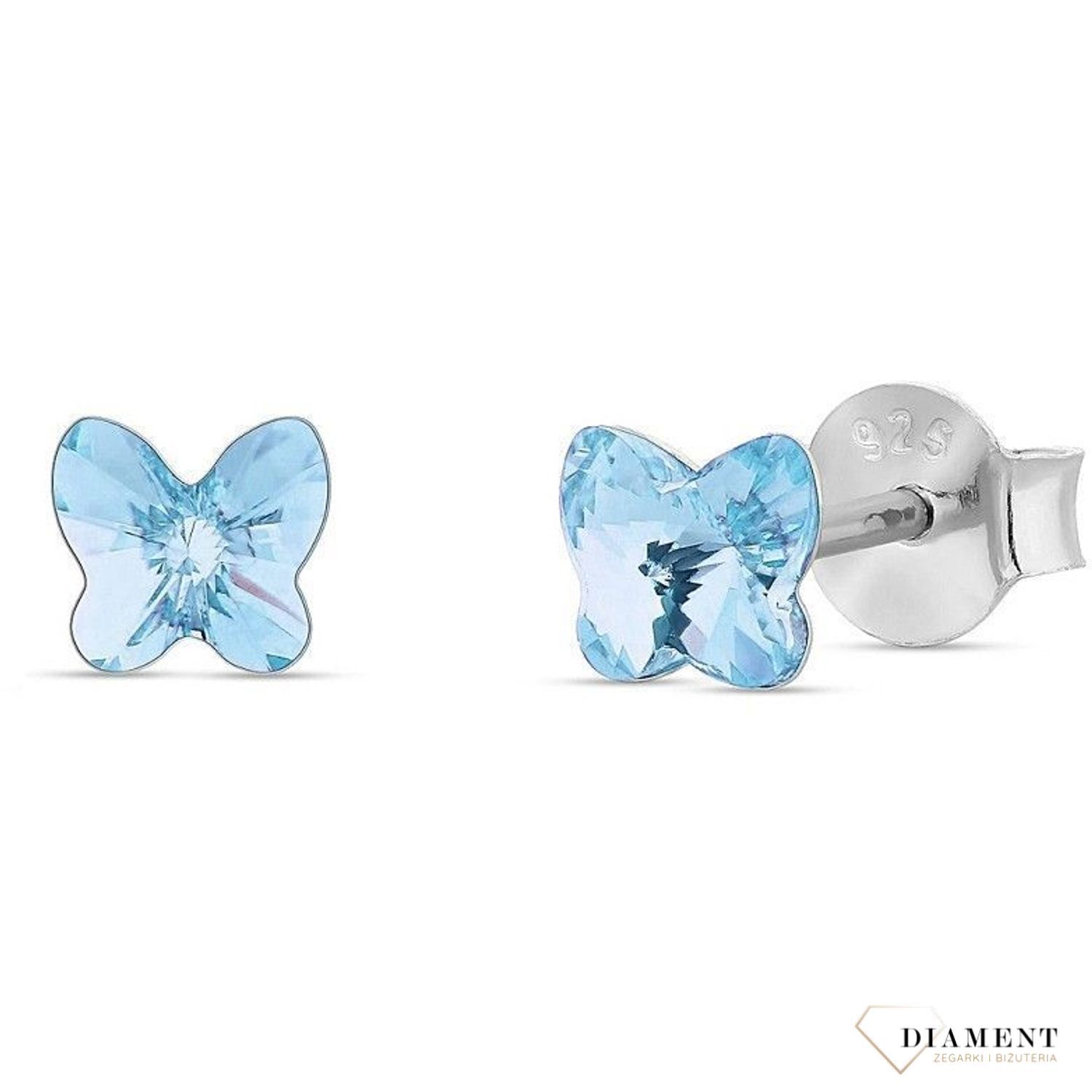 Srebrne kolczyki  Błękitne Motylki  Swarovski Crystals 925 K47485AQ.jpg