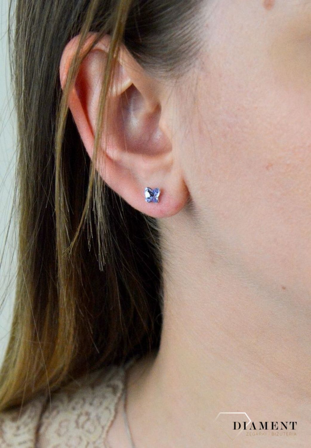 Srebrne kolczyki  Subtelne kryształowe motylki  Swarovski Cristals 925 K47485PL.jpg