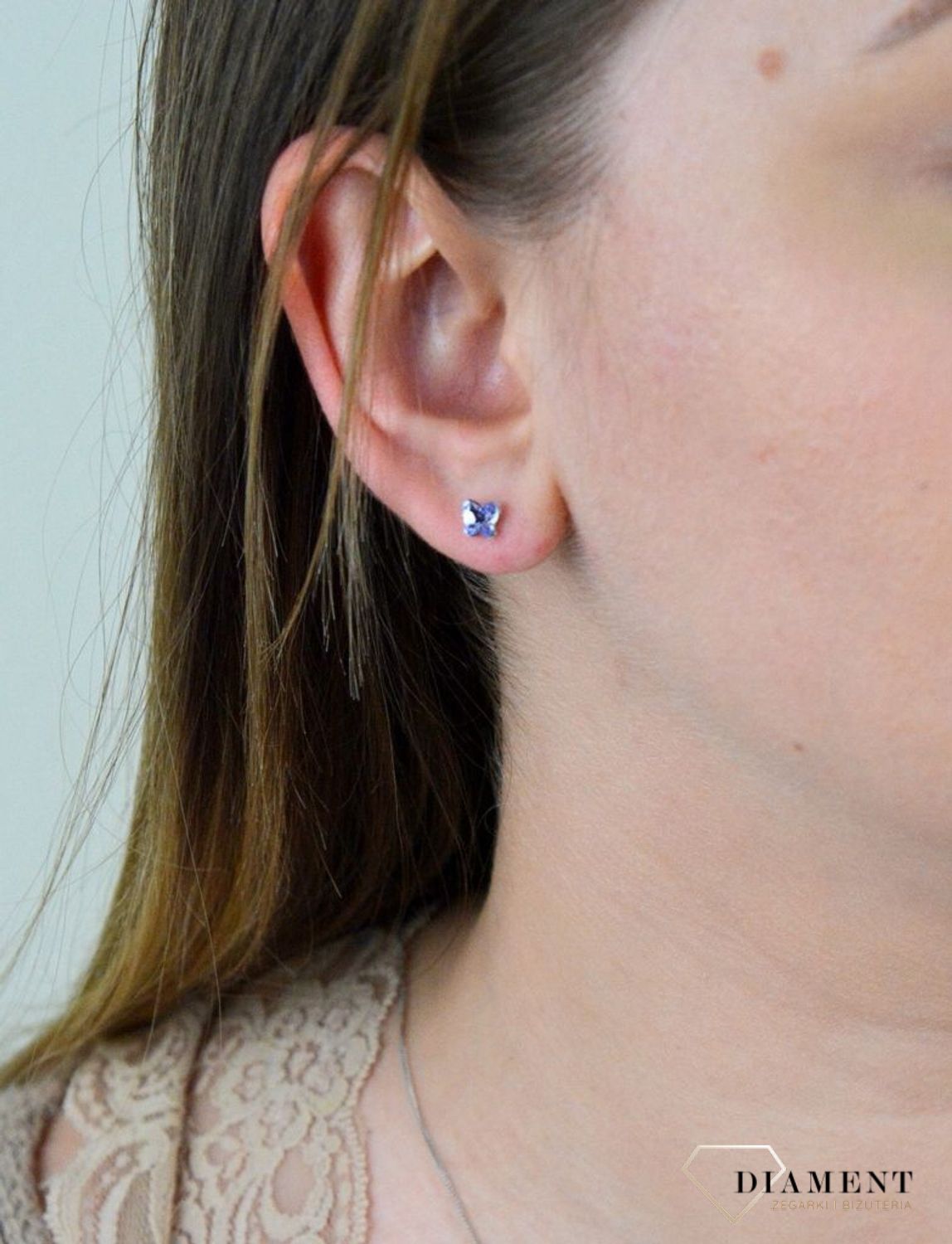 Srebrne kolczyki  Subtelne kryształowe motylki  Swarovski Cristals 925 K47485PL.jpg