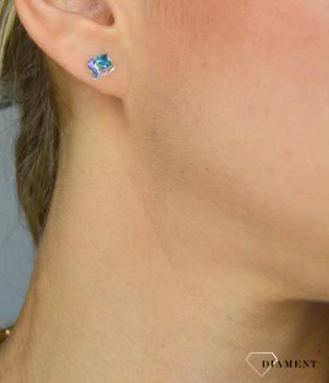 Kolczyki srebrne Swarovski duże kostki Aurore Boreale✓ Prezent dla dziewczyny✓ Prezent dla mamy✓Biżuteria srebrna  (6).JPG