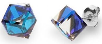 Kolczyki damskie srebrne 925 K48416BB z kryształami Swarovski w kolorze Bermuda Blue. Nowoczesne wkrętki o średnicy 1 cm. Stylowe, błyszczące i wygodne.1.jpg