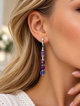 Srebrne kolczyki Spark z fioletowym kryształem Swarovski i perłą K50005601TA6AM d.jpg