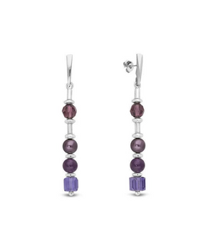 Srebrne kolczyki Spark z fioletowym kryształem Swarovski i perłą.png
