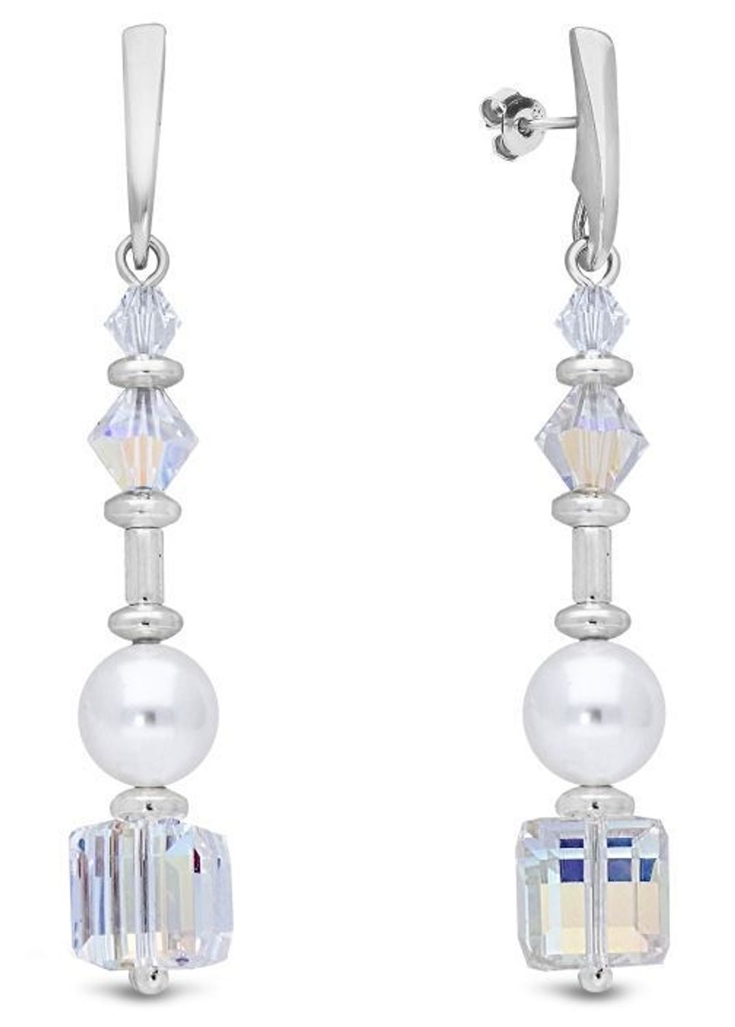 Kolczyki srebrne wiszące kryształki z perłami pr 925, K56015810ABW. Kolczyki srebrne wiszące z Kryształkami Swarovski Boreale K56015810ABW. Kolczyki wykonane ze srebra próby 9251.jpg