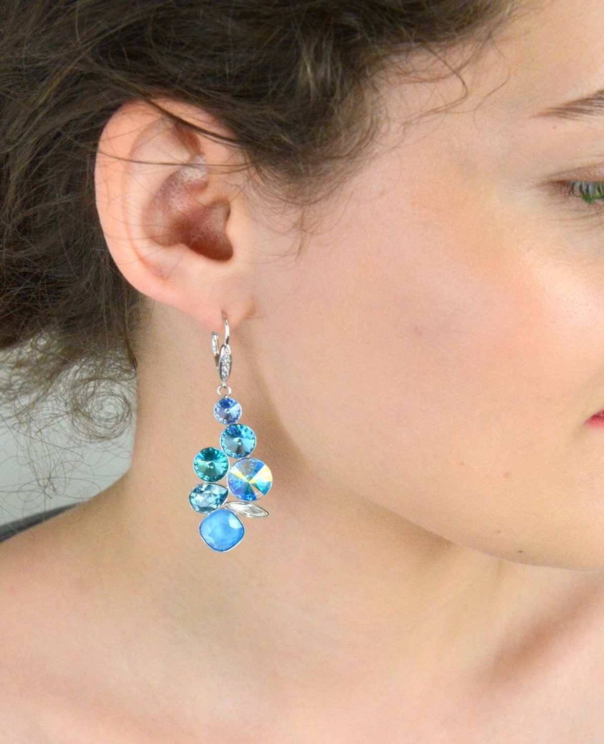 kolczyki Swarovski, Swarovski Summer Blue, srebrne kolczyki z kryształami, kolczyki z kryształami.jpg