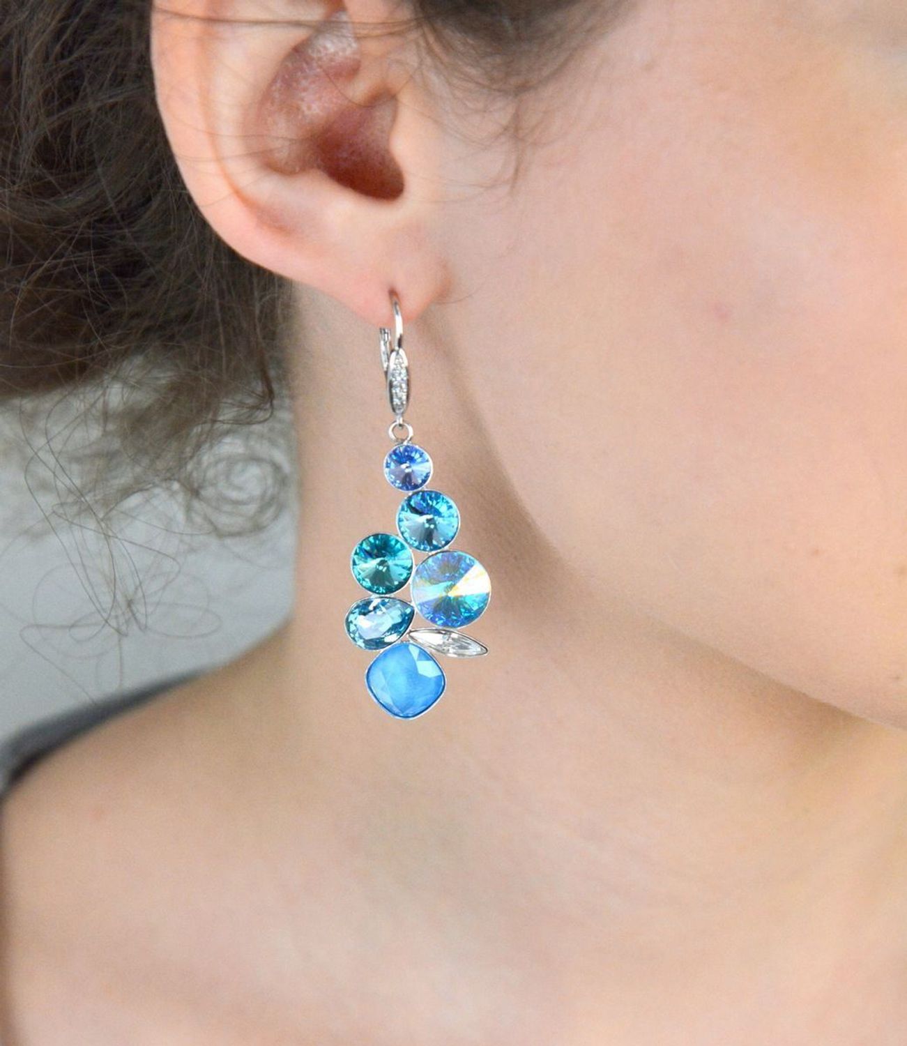 kolczyki Swarovski, Swarovski Summer Blue, srebrne kolczyki z kryształami, kolczyki z kryształami.jpg