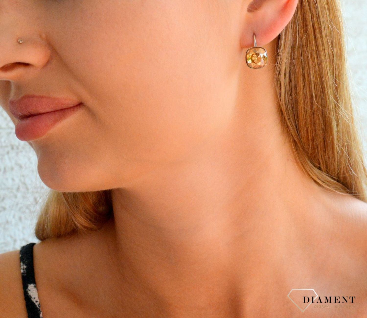 Kolczyki Srebrne Spark Swarovski Berate Golden Shadow KA447010GS.jpg