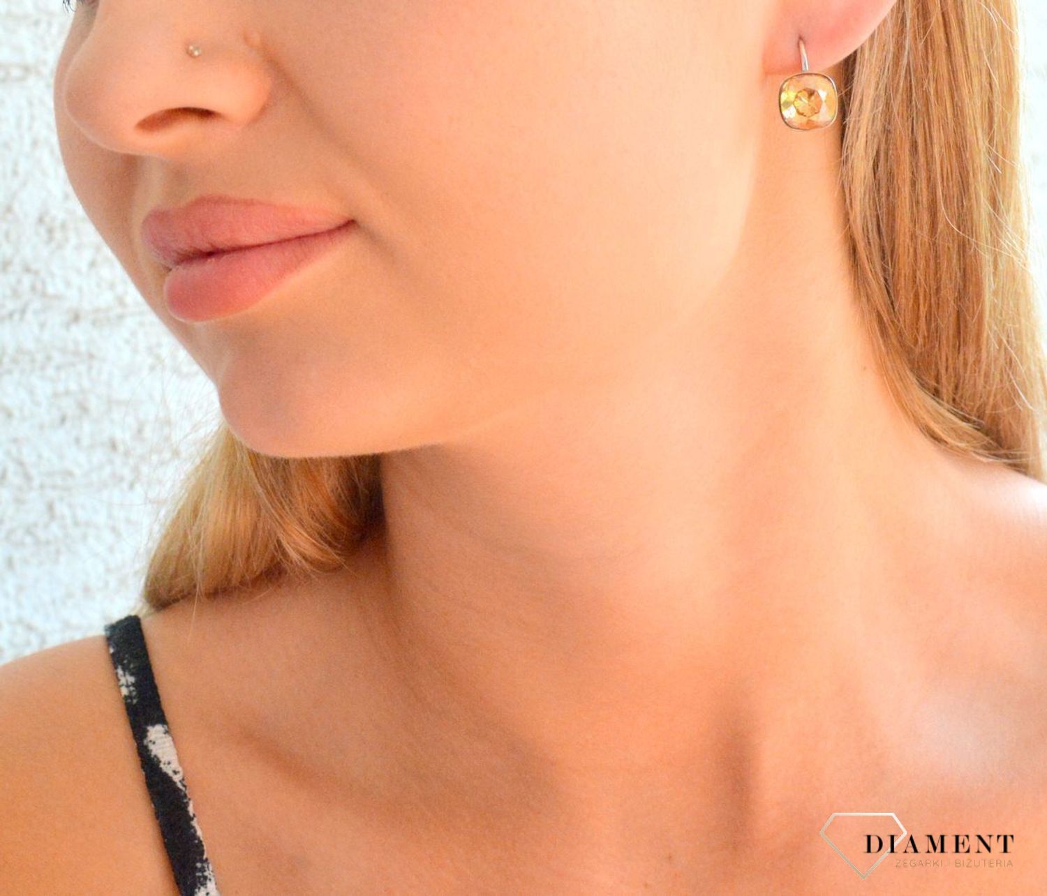 Kolczyki Srebrne Spark Swarovski Berate Golden Shadow KA447010GS.jpg