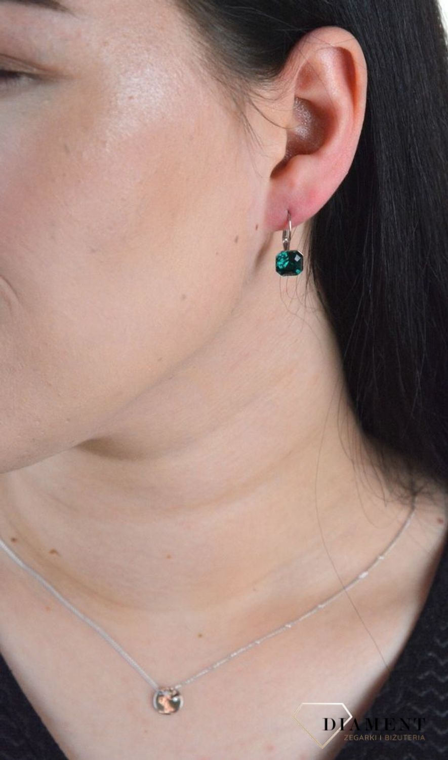 Kolczyki srebrne Spark Kryształki Swarovski 'Morska zieleń' KA44808EM.jpeg