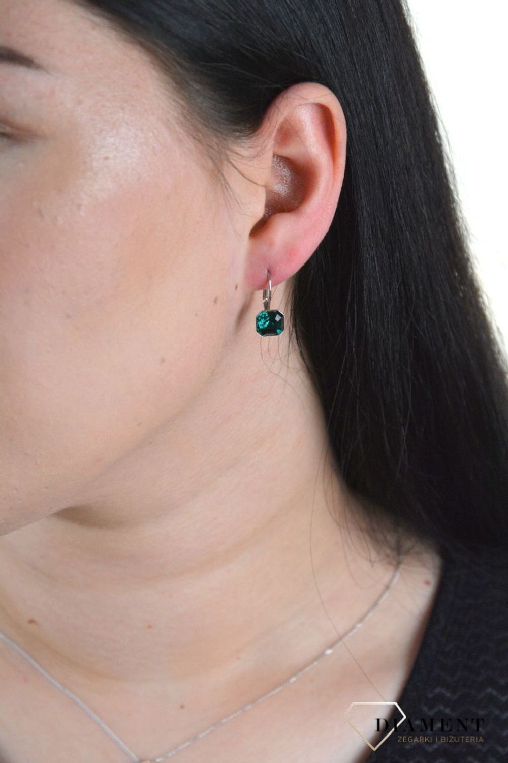 Kolczyki srebrne Spark Kryształki Swarovski 'Morska zieleń' KA44808EM.jpeg