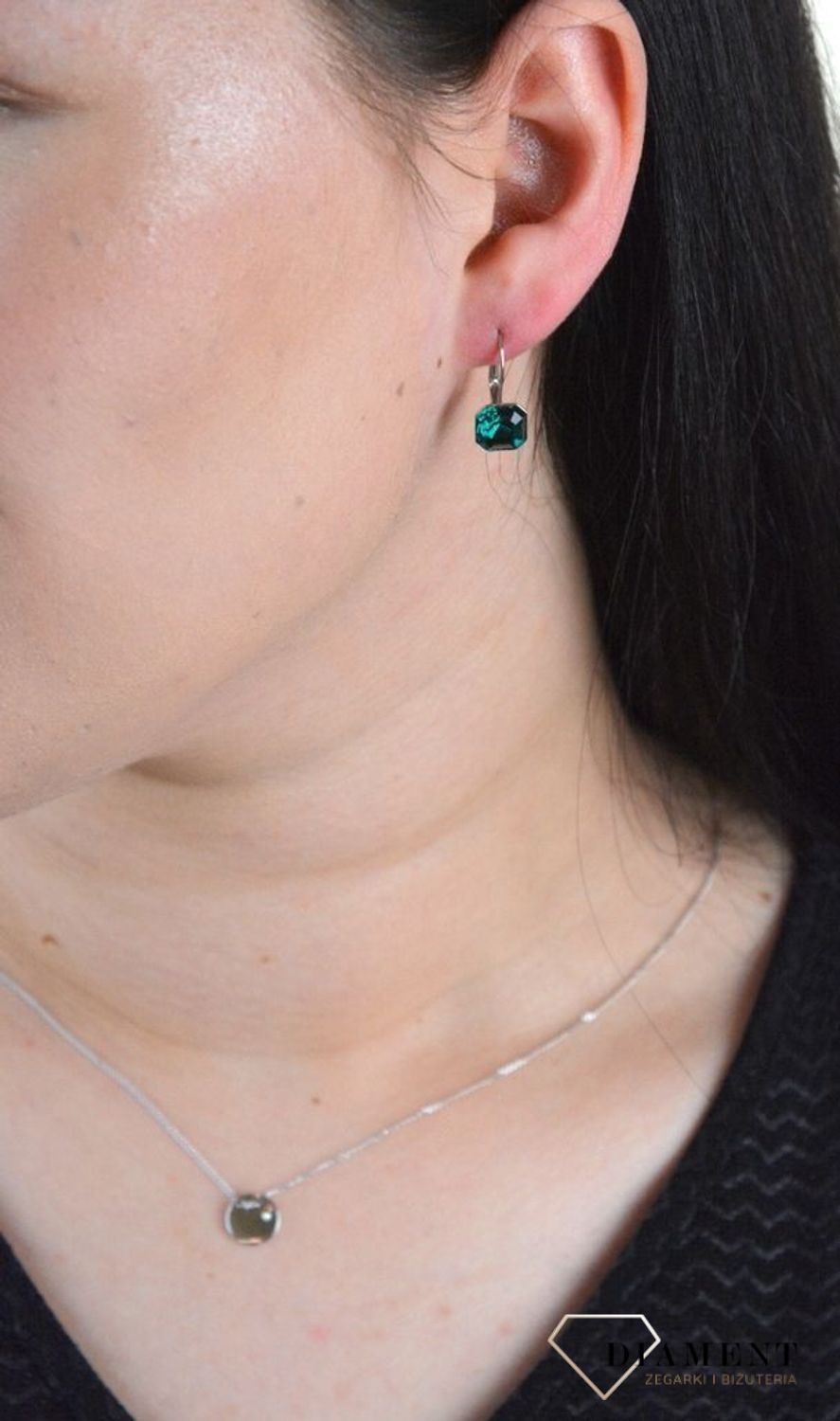 Kolczyki srebrne Spark Kryształki Swarovski 'Morska zieleń' KA44808EM.jpeg