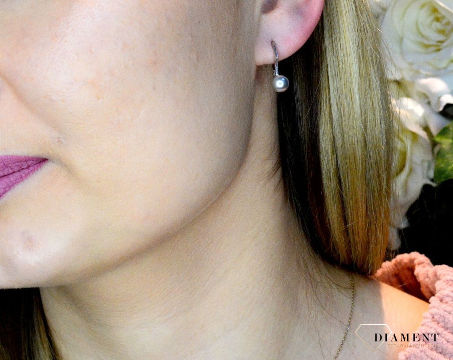 Kolczyki srebrne wiszące perełki  Swarovski Elements KA58186LG.jpg