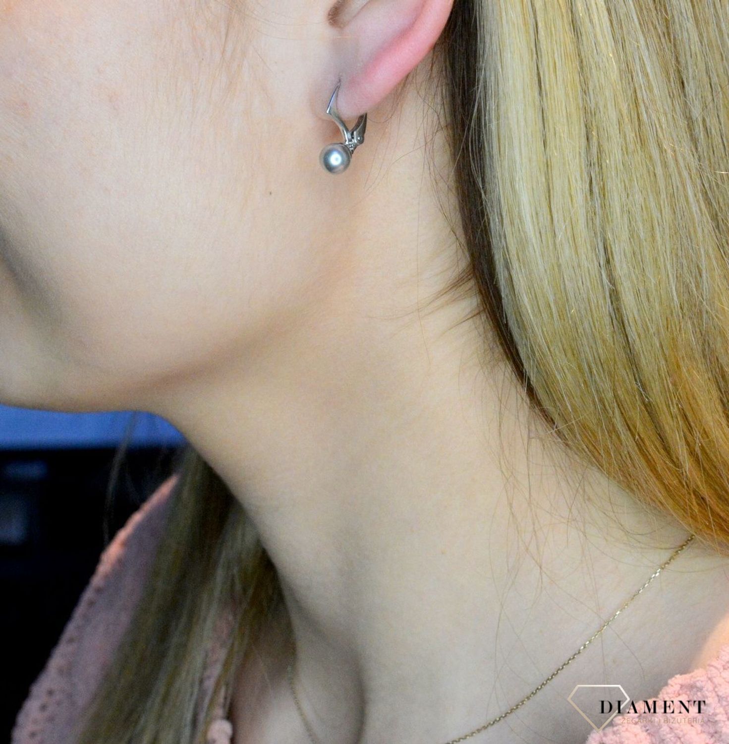 Kolczyki srebrne wiszące perełki  Swarovski Elements KA58186LG.jpg