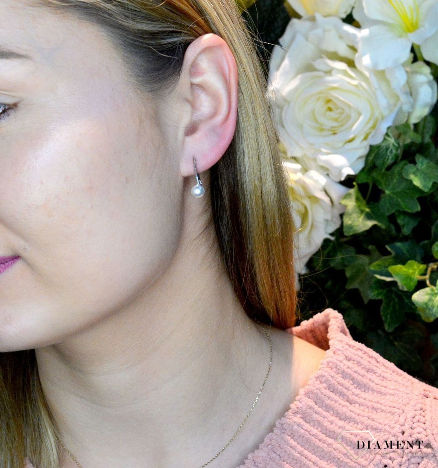 Kolczyki srebrne wiszące perełki Swarovski Elements KA58186W.jpg