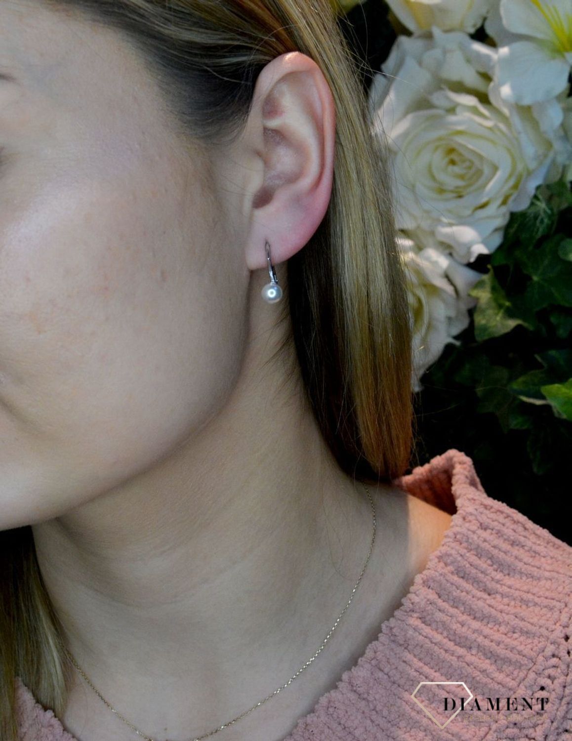 Kolczyki srebrne wiszące perełki Swarovski Elements KA58186W.jpg