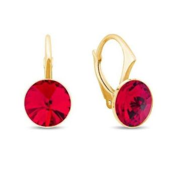 Kolczyki Spark Firefly Small pozłacane  Czerwony kryształ 8 mm.jpg