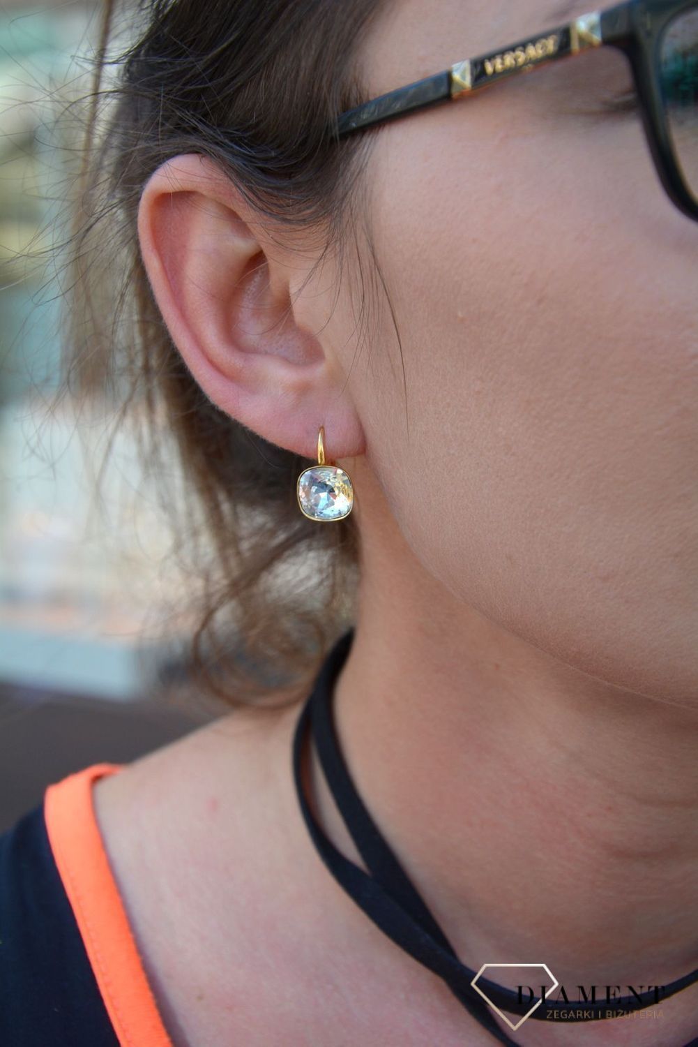 Srebrne kolczyki wiszące pozłacane z kryształów Swarovski crystals KAG447010c.jpg