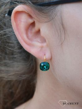 Srebrne kolczyki wiszące pozłacane w kolorze Gilded Earrings Emerald KAG447010EM. Kolczyki wykonane z pozłacanego srebra (2).JPG