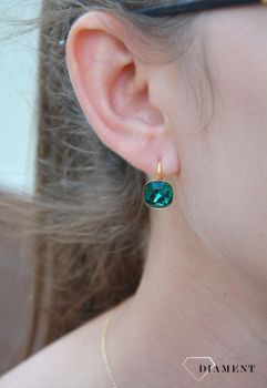 Srebrne kolczyki wiszące pozłacane w kolorze Gilded Earrings Emerald KAG447010EM. Kolczyki wykonane z pozłacanego srebra (3).JPG
